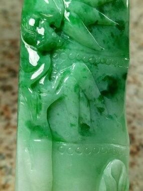 Certified Green Natural Grade A Jadeite Jade Handmade Carved Bamboo Bat Pendant